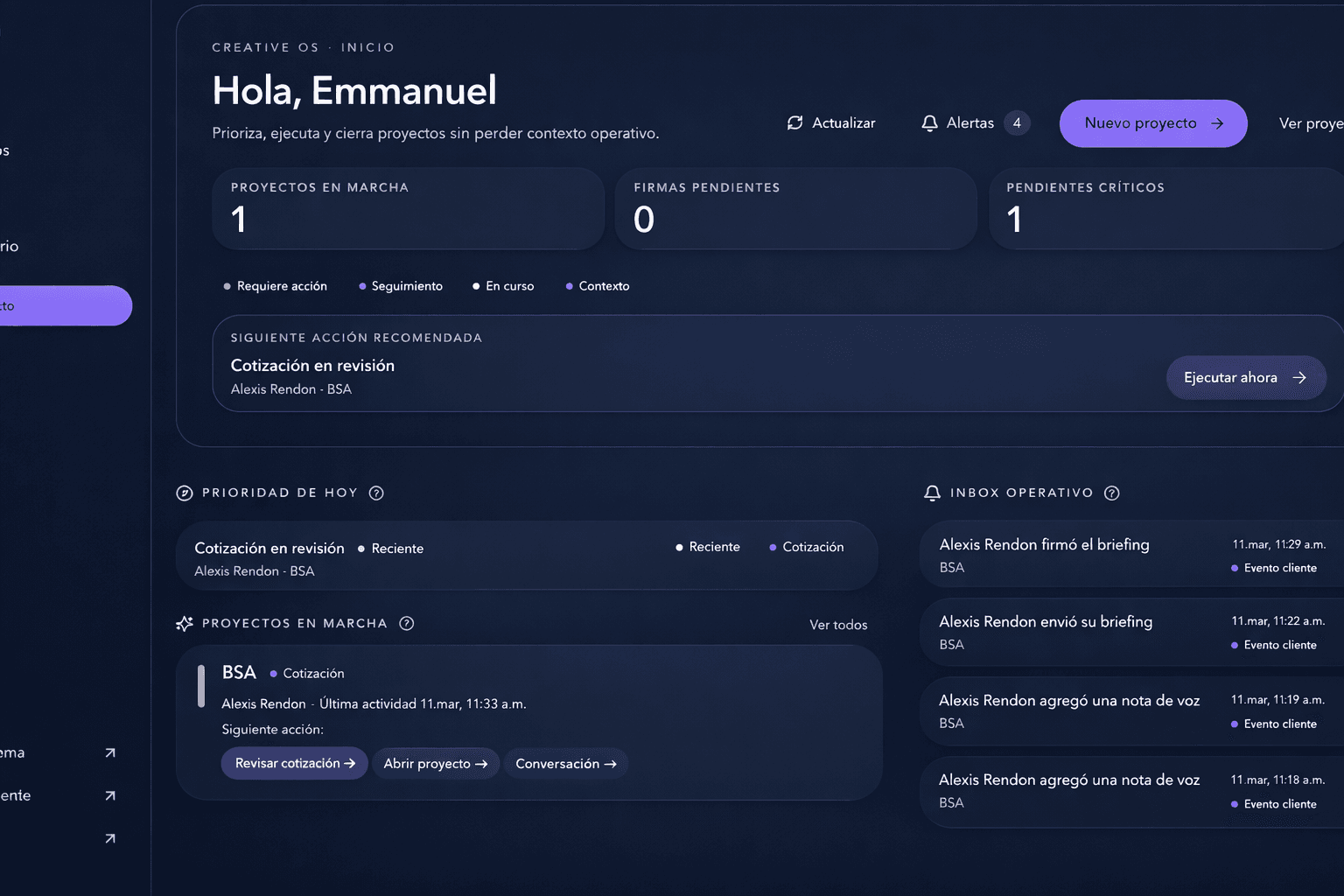 Dashboard de Creative OS